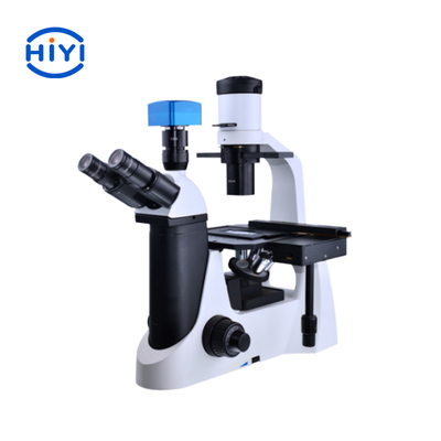 PD100 Three Eye Observation Tube Inverted Biological Microscope 30 Degree Tilt 360 Degree Rotation
